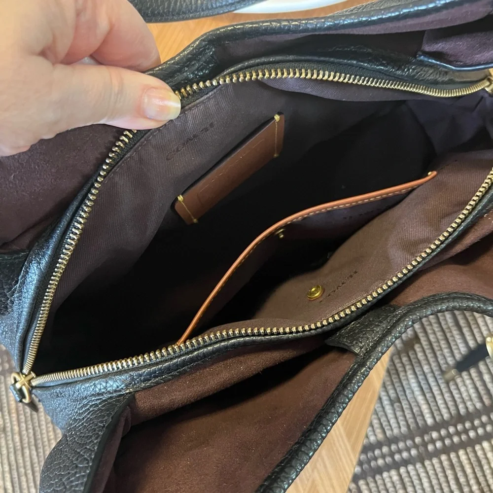 Coach Black and Gold Textured Shoulder Bag - Picture 10 of 13